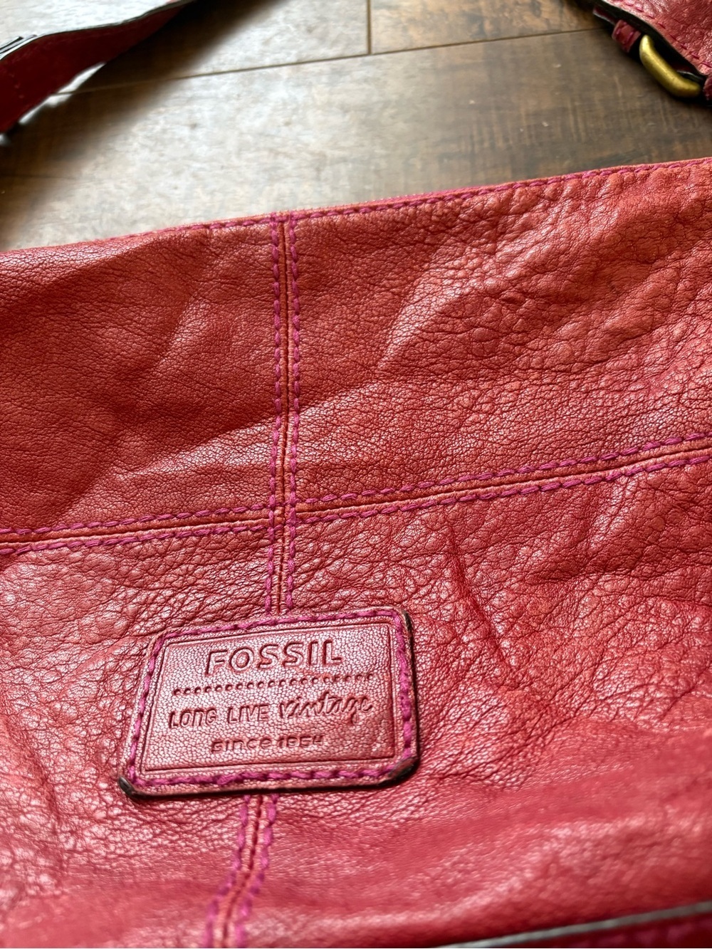 Vintage Long Live  Red Leather Shoulder Bag - Picture 3 of 14